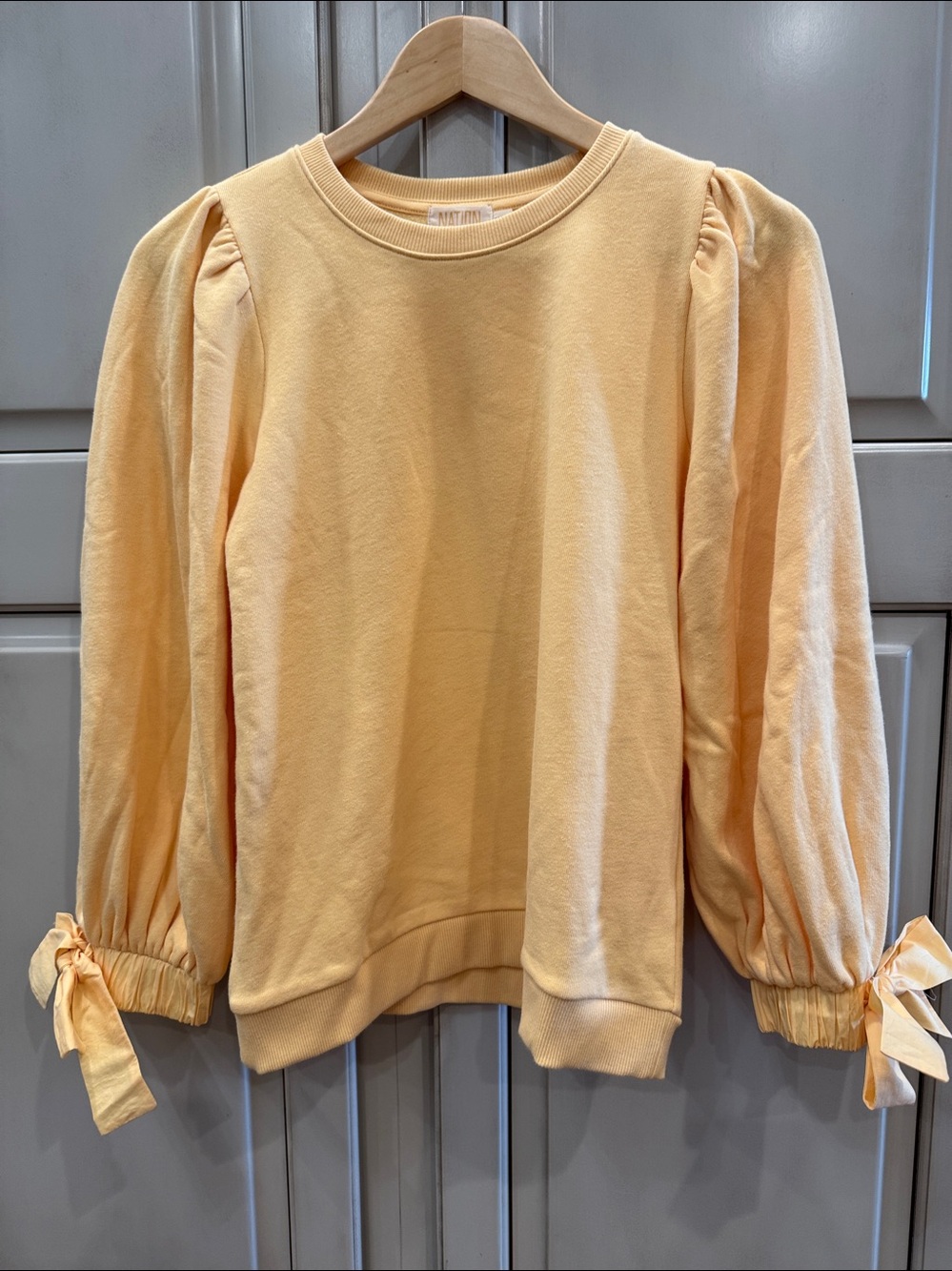 Nation LTD Puff-Sleeve Crewneck Sweatshirt in Yellow